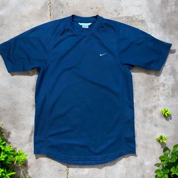 Nike Vintage Y2K Athletic Crewneck Running Workout Navy Blue Top Men's Medium - Picture 1 of 8